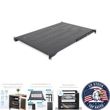 Versatile 1U Vented Rack Shelf | Adjustable 28-34.4in Depth, Alloy Steel, 150lb picture
