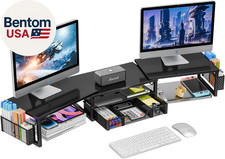 Desk Organizers and Accessories, Dual Monitor Stand Riser with Drawer and 2 Pen picture