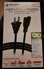 10ft NON- Polarized   AC Power Cord 2 slot Cable  - TV Laptops Soundbar Monitor  picture