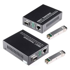 2PCS 1.25G Bidi Gigabit Fiber Media Converter w/ SFP Module, 30KM Single-Mode picture