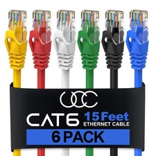 Cat6 Ethernet Cable 15ft 6-Pack RJ45 LAN Internet Patch Network Cord picture