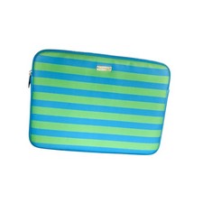 Kate Spade Blue and Green Striped Zippered ipad Tablet Laptop Bag 13.5
