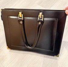 Elegant Black Sleek Briefcase Zipper Closure  With Compartments  picture