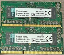 Lot of 2 Kingston 2GB 1Rx16 DDR3-1600 PC3-12800S Laptop RAM Memory KVR16S11S6/2 picture