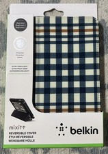 Belkin MixitUp Reversible Cover iPad Mini 1 2 3 Folio Case Blue White Plaid NEW picture