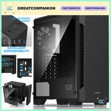 Mid-Tower ATX PC Case with Tempered Glass, 3 Quiet Fans, GPU Support 330mm, USB picture