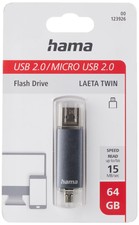 Hama 64GB USB stick, USB 2.0 and micro USB (2-in-1 USB stick, e.g. Android mobil picture