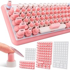 91PCS Long Nail Keyboard Stickers Silicone Heart Keys Cover Pink picture