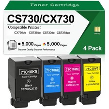 4 Pack CS730 CX730 CS735 Toner Cartridge for CS737dze CX730de CX735adse CS735de picture