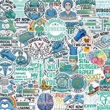 Vemfare 100 Pcs Surgical Tech Stickers 2x2 inches, picture