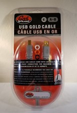 Geek Squad 6' A-B USB Gold Cable GS-6UAB w/ Customizer Rings gold plated. picture