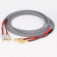 Pair Audiophile 4N OFC Audio Speaker Wire and HiFI Banana plug for Amp DVDplayer picture