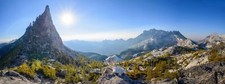 Landscape nature panorama mountains lake goats trees sun Custom Gaming Mat Desk picture