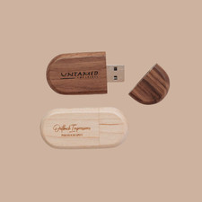 Personalised Oval Wooden USB Stick Flash Drive Custom Engraved Gift picture