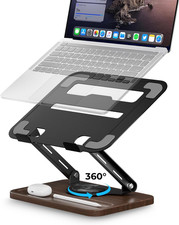 Laptop Stand for Desk, Adjustable Laptop Desk Stand with Wood Base picture