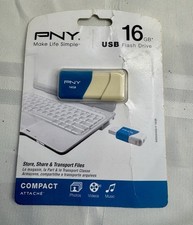 PNY 16GB Compact Attaché Flash Drive 2.0 Blue/Ivory Sealed picture