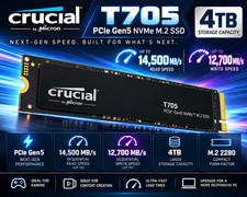 NEW Crucial T705 4TB PCIe Gen5 NVMe M2 SSD CT4000T705SSD3 14000MB/s FAST picture