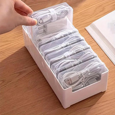 Cable Organizer Storage Box with 7 Wire Ties,Desktop Cable Management Box with S picture