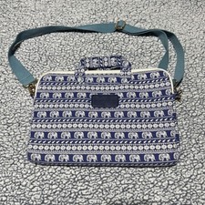Dachee Blue Elephant Print Laptop Messenger Bag Canvas Padded Sleeve Case picture