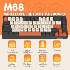 FREEWOLF M68 60% Wireless Tri-Mode BT/2.4GHz/ Wired Membrane Silent Keyboard picture