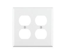 Leviton 2-Gang Duplex Device Receptacle Wallplate, Standard Pack of 1, White  picture