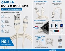 Anker USB-A to USB-C Cable 6 ft Braided White 1:1 Universal A8203 picture