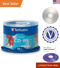 Verbatim 50 Pack 700MB 52X Silver Inkjet Printable CD-R Discs for High-Qualit... picture