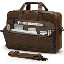 Mens Laptop Bag 16 Inch Leather Briefcase Vintage Messenger Bag by Rainsmore 🔥 picture