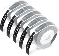 5PK Black for Dymo Label Makers 3D Plastic Embossing Tapes 3/8