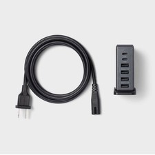 6-Port Charging Hub Vertical 2C + 4A - heyday™ USB TowerCharger - Black Saffiano picture