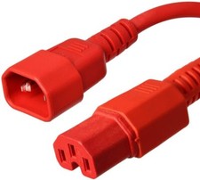 15 PACK LOT 2ft IEC C14 - C15 Red Power Cord 14AWG 15A/1875W 100-250V 0.6M picture