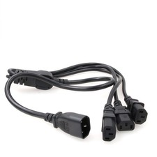 IEC 320 C14 Male to 3 x C13 Female Y Splitter Power Cable 1ft (3ft /100cm) picture