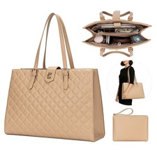 Quilted Laptop Tote Bag for Women, Large Capacity Work Tote with Laptop Compa... picture