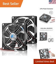 2-Pack 120mm 12V Cooling Fan with Mesh Cover - Perfect for Amplifiers & Servers picture