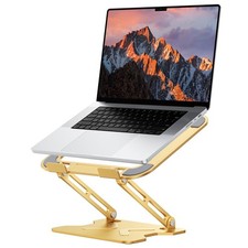 Gold Adjustable Laptop Stand Desk Metal Foldable Riser Mount 1016 Inch PC picture