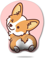 Pink Corgi Gel Mouse Pad with Wrist Rest, Cute Mousepad picture