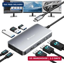 Reborn USB-C Docking Station Dual Monitor Adapter, Laptop Docking Station 3 Moni picture