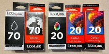 LOT of 5 Genuine LEXMARK 70 Black & 20 Color OEM Print Cartridges * NEW & SEALED picture