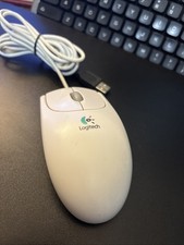 White Logitech USB Wired 2x Optical Wheel Mouse Model M-BJ58 P/N: 830524-0000 picture