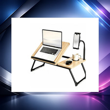 Foldable Lap Desk for Bed & Sofa, Portable Laptop Tray with Gooseneck Phone Stan picture
