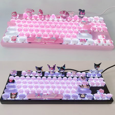 Kuromi My Melody Cinnamoroll Mechanical Keyboard 83Keys Keypad Cyan Axis RGB picture