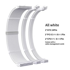 TEUCER MZ-3 White PSU Extension Cable Kit 3-in-1 Set 300mm PSU to ATX 24Pin PCI picture