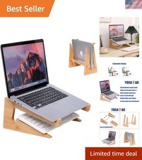 Wooden Laptop Stand Vertical Laptop for 13-18.6in Bamboo Stand for Desk,Lapto... picture