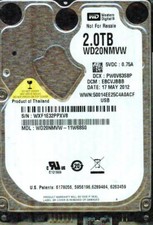 WD20NMVW-11W68S0,  DCM: EBCVJBBB  WD 2TB, USB 3.0  WXF1 MAY 2012 picture