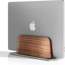 UPERGO Vertical Laptop Stand, Minimalist Wood Holder for Macbook, Walnut picture