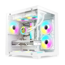 Computer PC Case Micro M-ATX ITX Small Tower Tempered Glass High Airflow White picture
