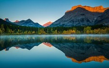 Landscape nature reflection lake fall forest mist Custom Gaming Mat Desk picture