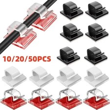 50Pcs Cable Clips Self-Adhesive Cord Management Wire Holder Organizer Clamp US picture