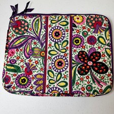 Vera Bradley Quilted Laptop Sleeve English Rose Floral Padded Case Purple 14in picture
