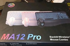 Ergonomic Wireless Keyboard & Mouse Combo Wave Keyboard With Soft Leather Purple picture